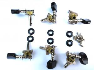 SET 6 INDIVIDUAL GUITAR MACHINE HEADS BLACK BUTTON